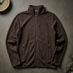 32 Degrees Heat Men’s Full Zip Jacket L Dark Oak Textured Fleece